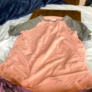 Pink and grey short sleeve shirt